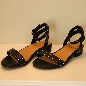 Penningtons Black Studded Ankle Strap Flats